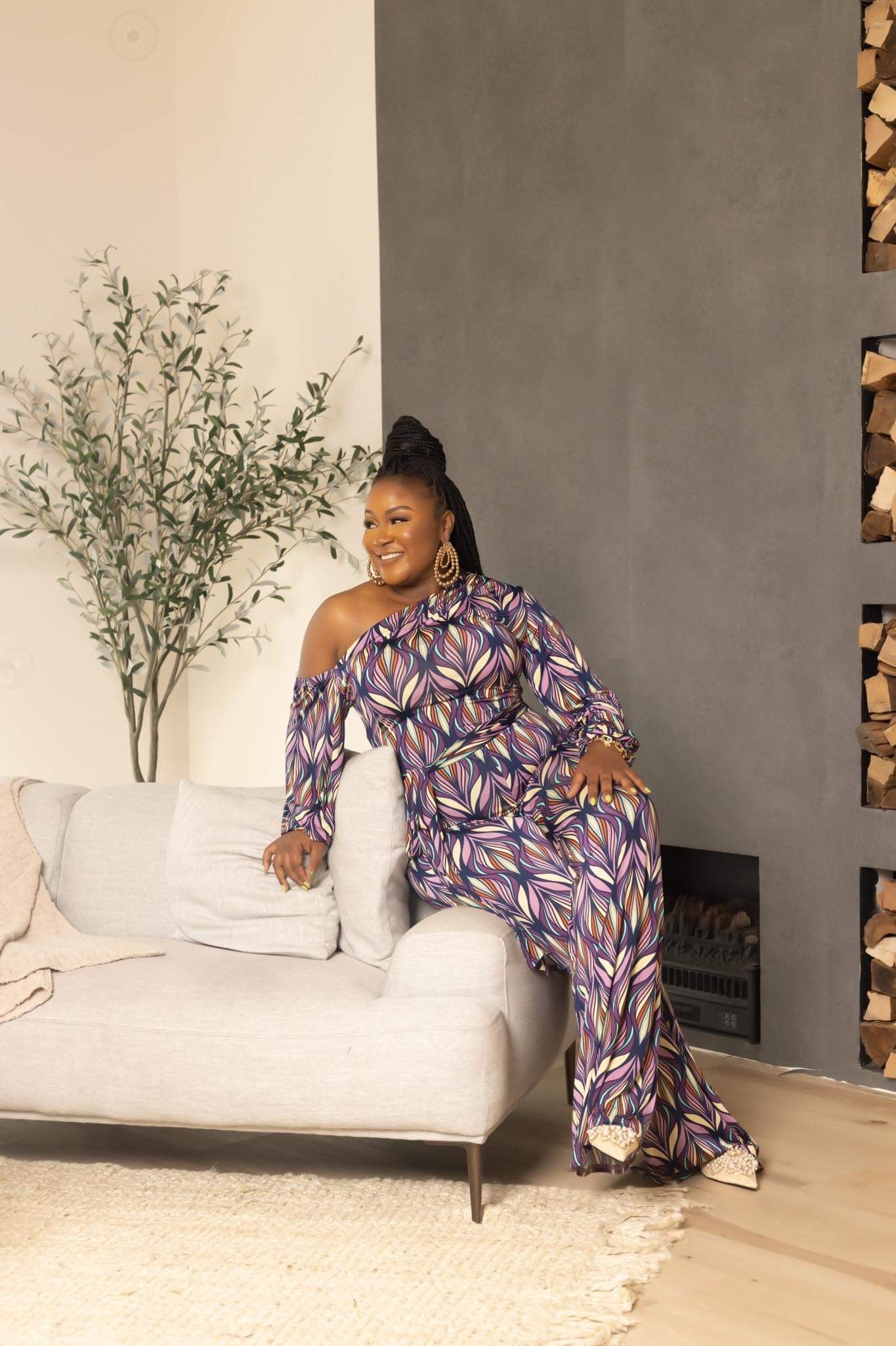 Purple Mist off the shoulder Jumpsuit