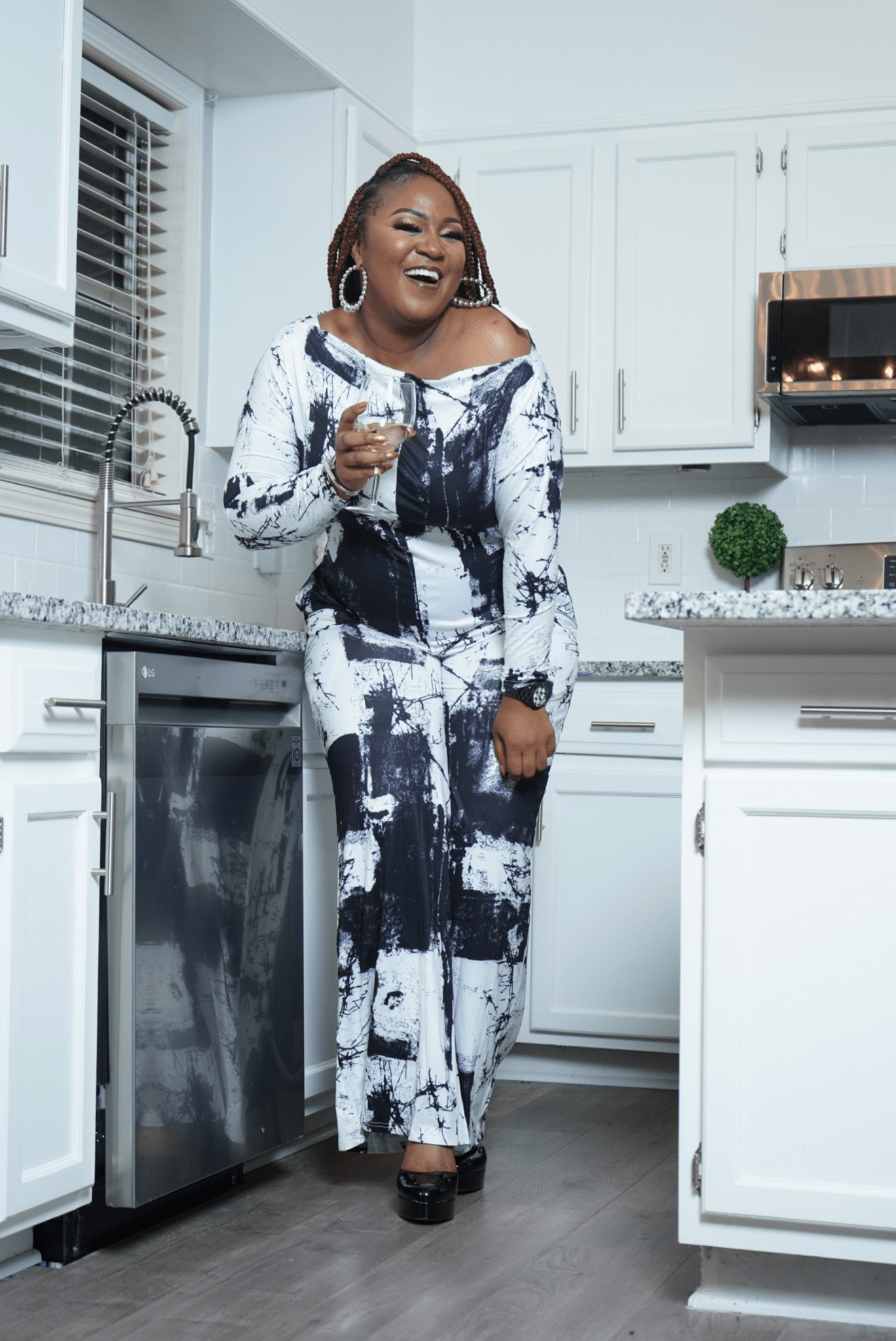 Black & White long sleeve jumpsuit