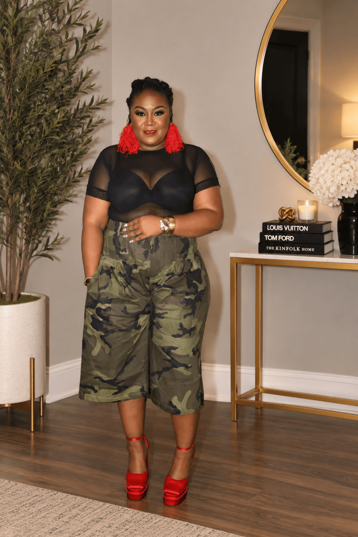Carlie Camo High Waist Shorts