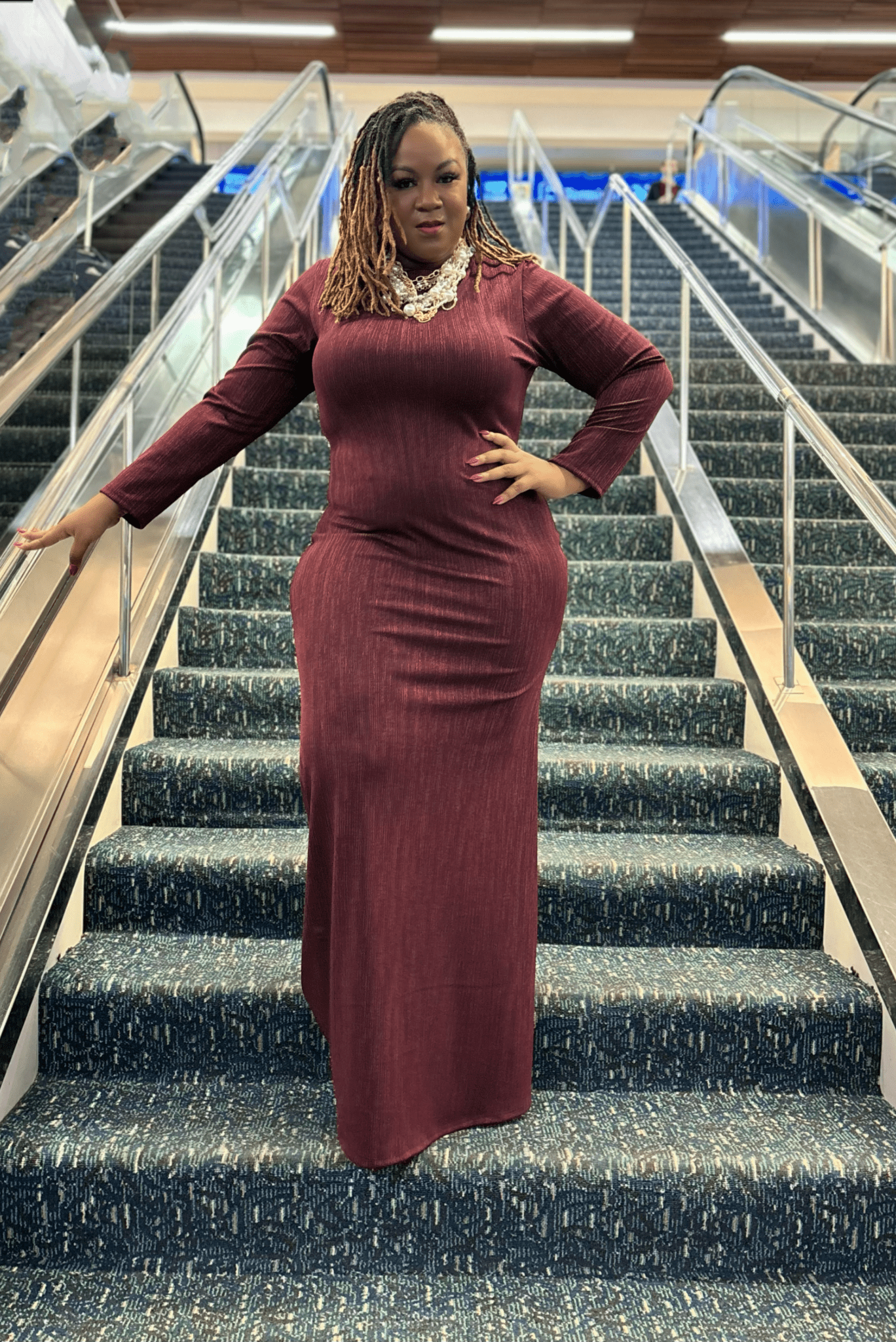 Chic lala Holiday Dress (Burgundy) - Z’Nor Avenue Boutique