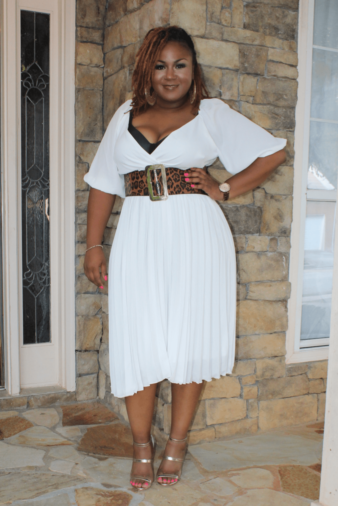 Church Girl Crinkle Dress(White)