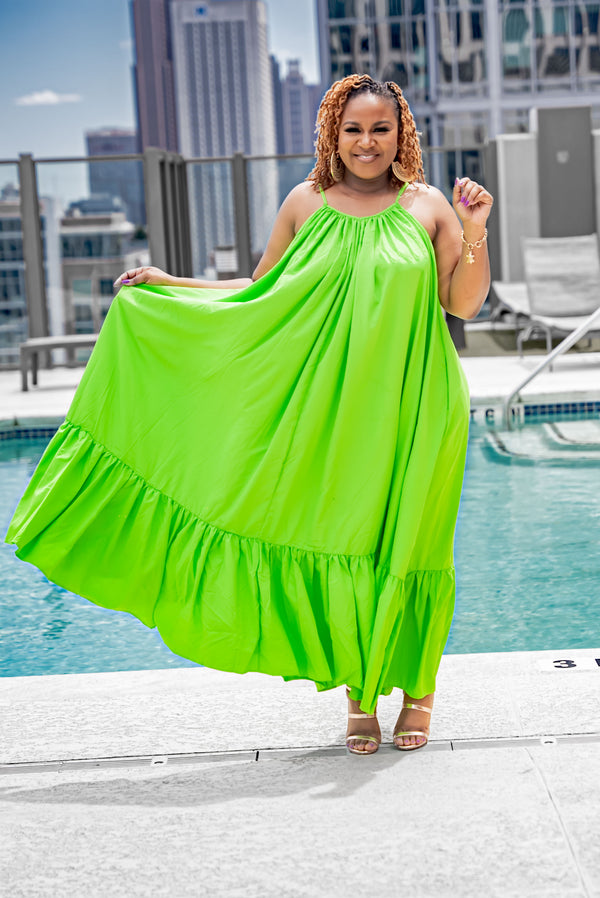 Color Pop Lime Green Maxi Dress