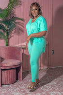 Comfy Cozy Mint Short Sleeve (Pant Set) - Z’Nor Avenue Boutique