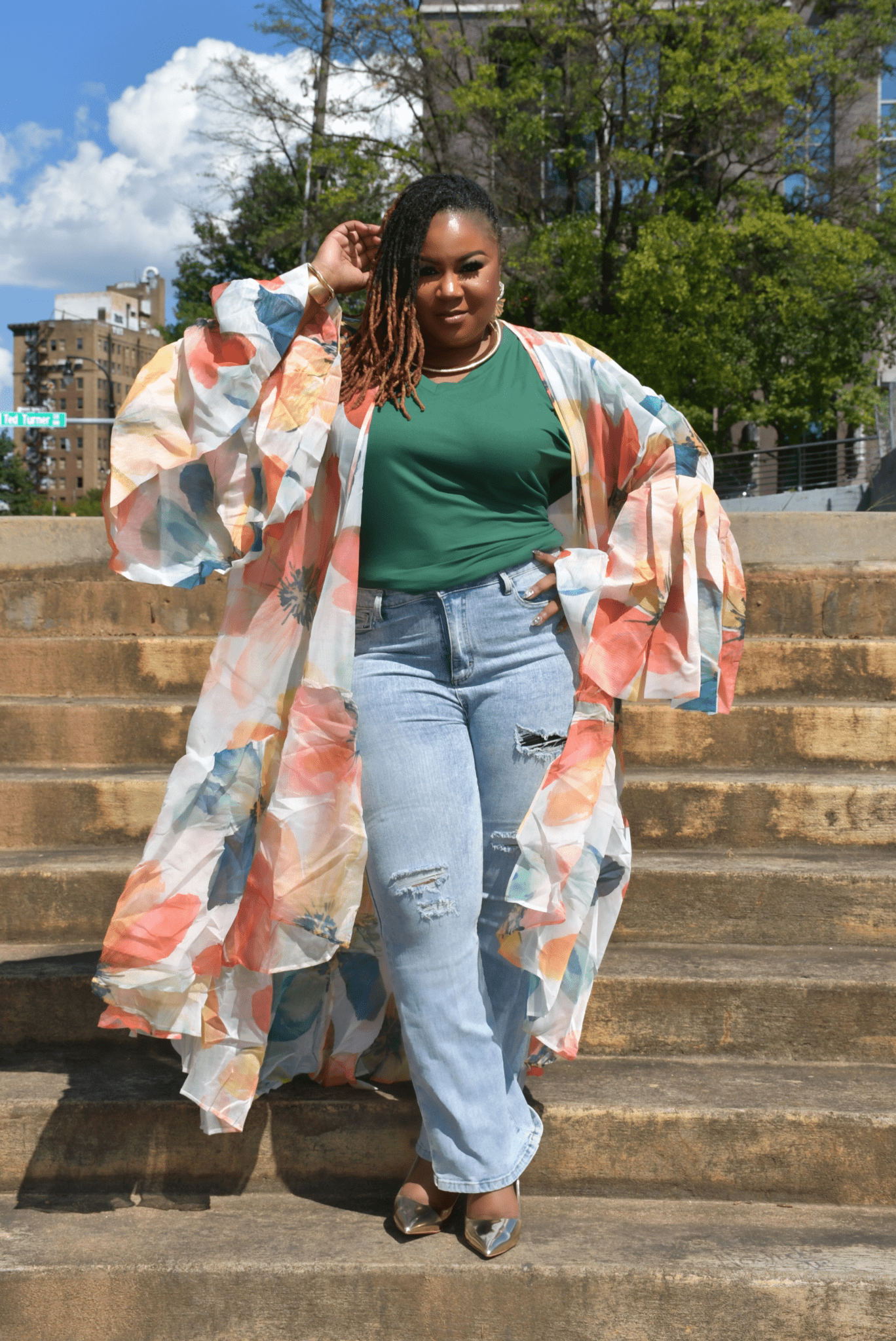 Floral Sax Kimono