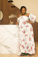 Kamor Floral Print Off the Shoulder White Dress - Z’Nor Avenue Boutique