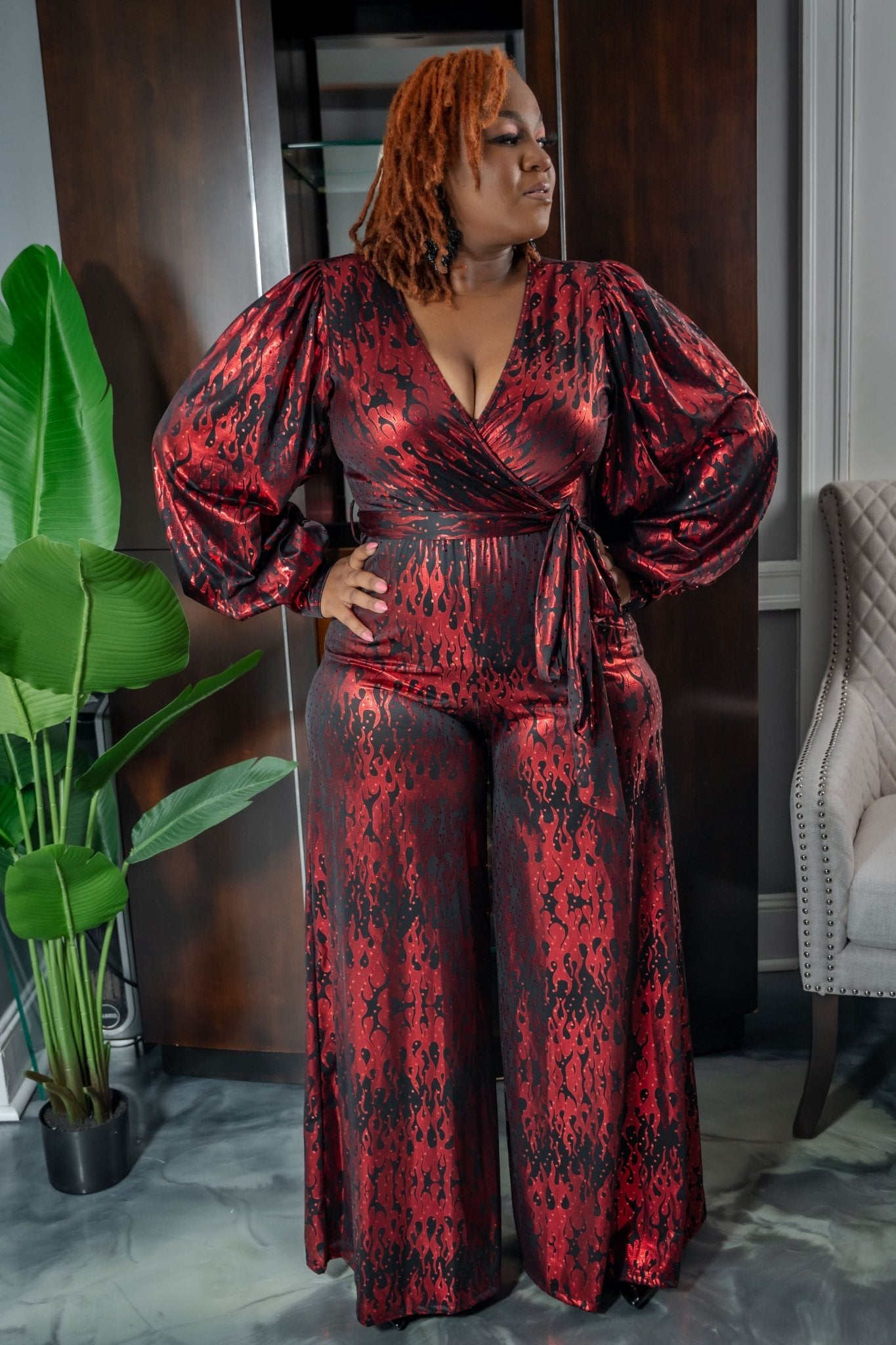 Red and Black Affair Balloon Jumpsuit